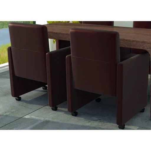 Sillas de Comedor 2 Unidades Cuero Sintético Marrón