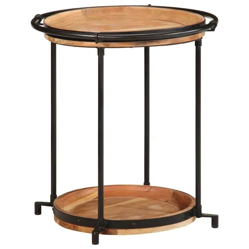 Mesa Auxiliar Madera Maciza de Acacia Ø55x60 cm