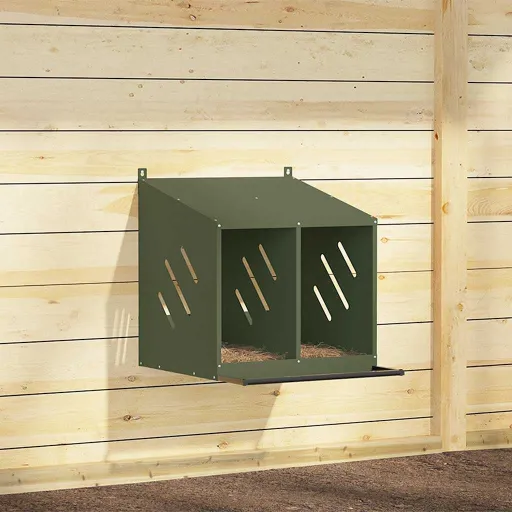 Nido Para Gallinas Con 2 Compartimentos de Metal Verde Oliva