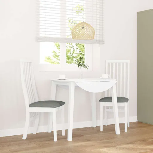 Sillas de Comedor Con Cojines 2uds Madera Maciza Blanco Caucho