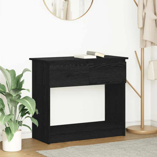 Mesa Consola Con Cajones Negra 85,5x38,5x74,5 cm