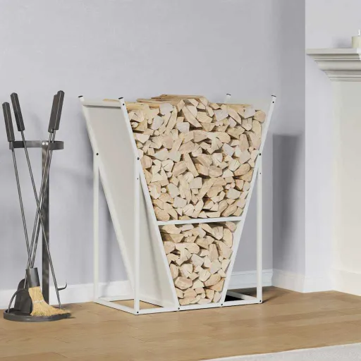 Leñero Blanco 69,5x35x81 cm Acero Laminado en Frío