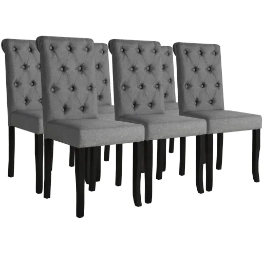Sillas de Comedor 6 Unidades Tela Gris Oscuro