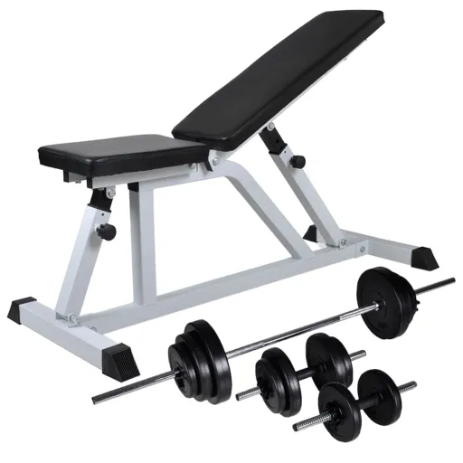 Banco de Entrenamiento Con Juego de Barras y Mancuernas 30,5 kg