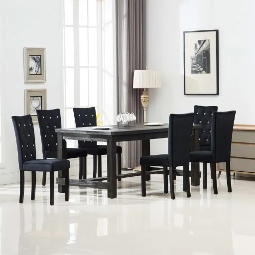 Silla de Comedor 6 Unidades Terciopelo Negro