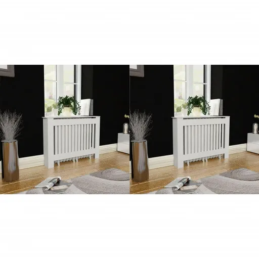 Cubiertas Para Radiador 2 Unidades MDF Blanco 112 cm