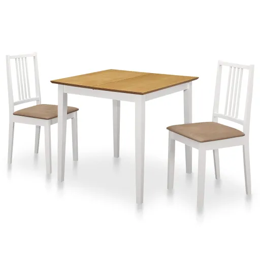 Juego de Muebles de Comedor 3 Piezas MDF Blanco