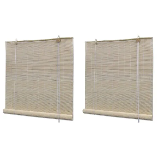 Estor Enrollable de Bambú Natural 2 Unidades 120x160 cm