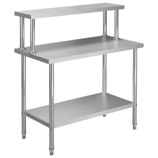 Mesa de Trabajo de Cocina Con Estante Acero Inox 120x60x120cm