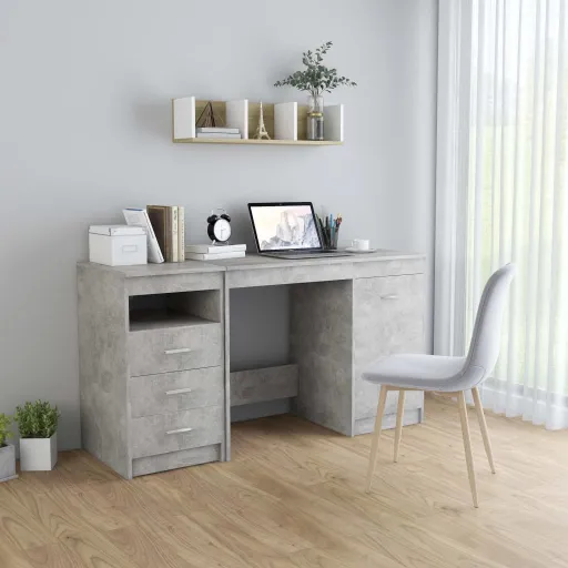 Escritorio de Madera de Ingeniería Gris Hormigón 140x50x76 cm