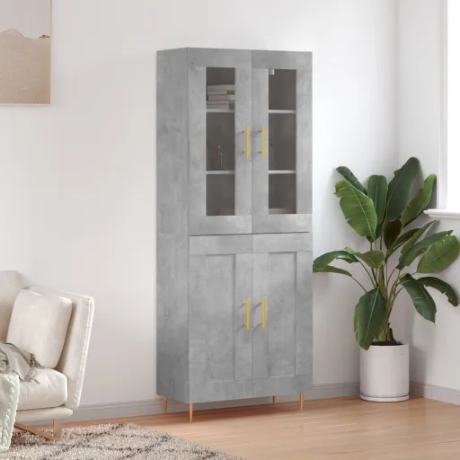 Aparador Alto Madera Contrachapada Gris Hormigón 69,5x34x180 cm