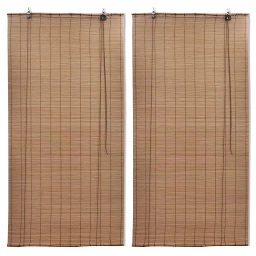 Estor Enrollable de Bambú 2 Unidades Marrón 100x160 cm