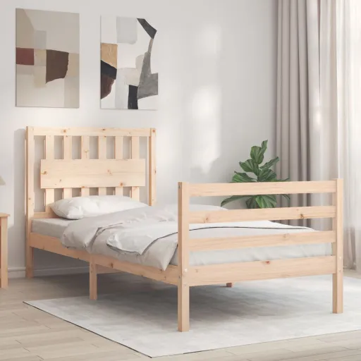 Estructura de Cama Con Cabecero Madera Maciza