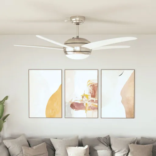 Ventilador de Techo Adornado Con Lámpara 128 cm Blanco