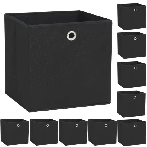 Cajas de Almacenaje 10 Uds Textil no Tejido 32x32x32 cm Negro