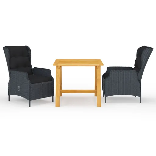 Juego de Comedor Para Jardín 3 Piezas Gris Oscuro