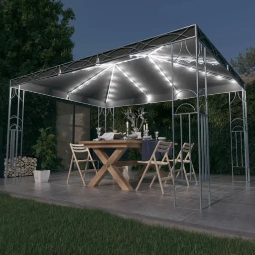Cenador Con Tira de Luces LED 400x300 cm Gris Antracita