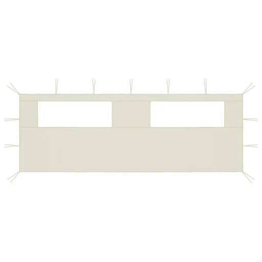 Pared Lateral de Cenador Con Ventanas Color Crema 6x2 m