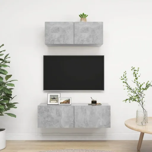 Set de Muebles de Salón 2 Pzas Madera Ingeniería Gris Hormigón