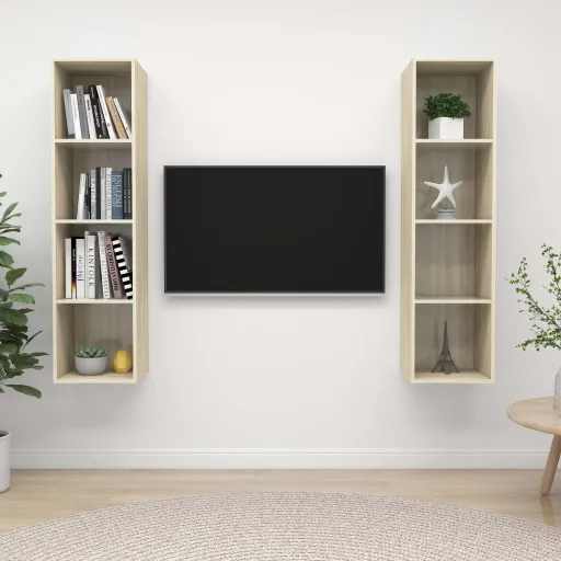 Muebles de Salón de Pared 2 Pzas Madera Ingeniería Roble Sonoma