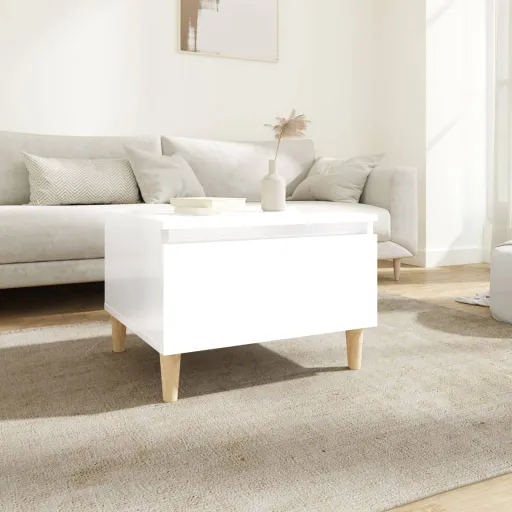 Mesa Auxiliar de Madera Contrachapada Blanco Brillo 50x46x35 cm