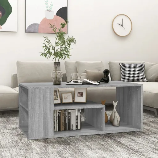 Mesa de Centro Madera Contrachapada Gris Sonoma 100x50x40 cm