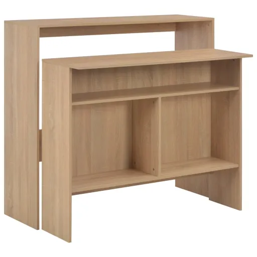 Mesa Alta de Bar Con 2 Tableros Roble 130x40x120 cm