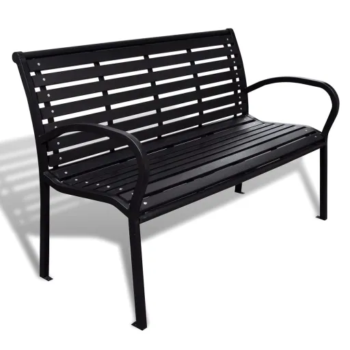 Banco de Jardín Acero y WPC Negro 125 cm