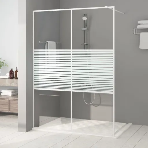 Mampara de Ducha Vidrio ESG Transparente Blanco 140x195 cm