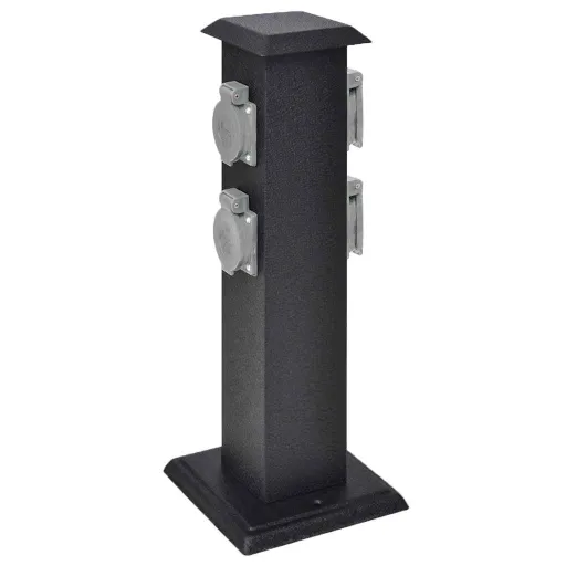 Columna Negra Con Enchufes Para el Jardín