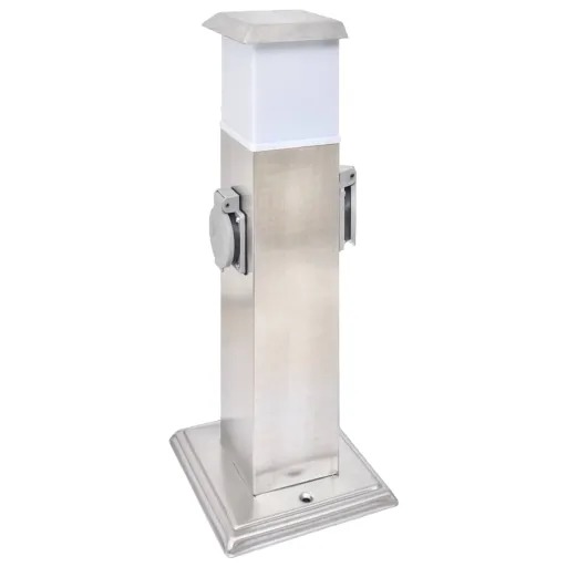 Columna Con Enchufes de Jardín Con Lámpara Acero Inoxidable