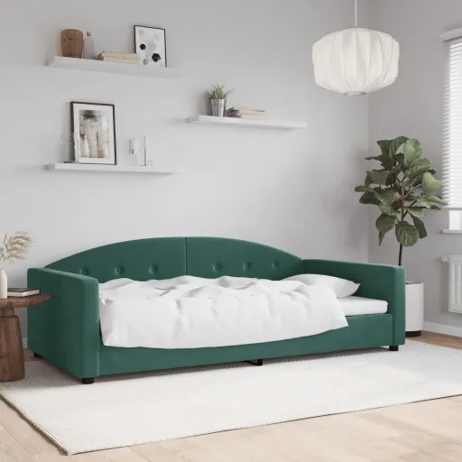 Sofá Cama Sin Colchón Terciopelo Verde Oscuro 100x200 cm