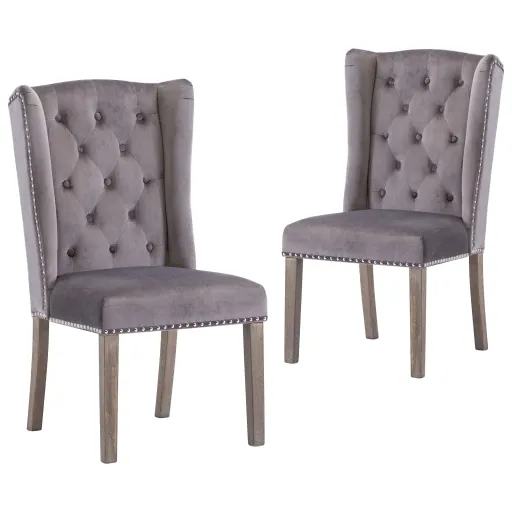 Sillas de Comedor 2 Unidades Terciopelo Gris