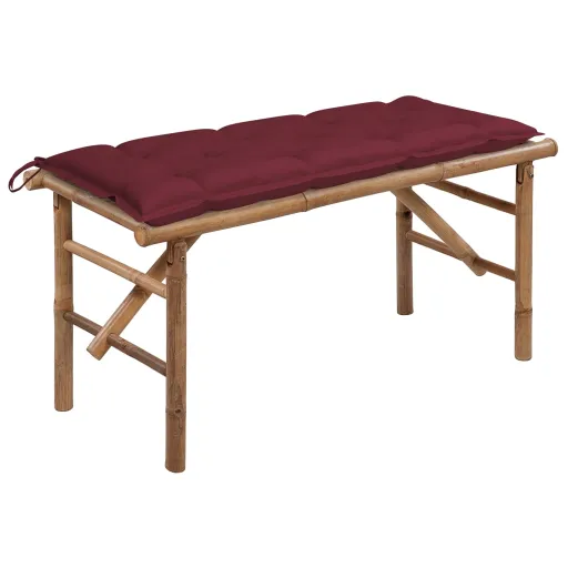 Banco de Jardín Plegable Con Cojín Bambú 118 cm