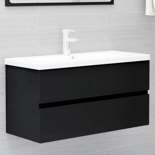 Mueble Con Lavabo Madera de Ingeniería Negro