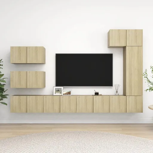 Set de Muebles Salón TV 8 Pzas Madera Ingeniería Roble Sonoma