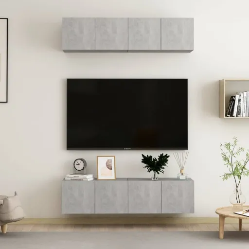 Set Muebles de Salón TV 4 Piezas Madera Ingeniería Roble Sonoma