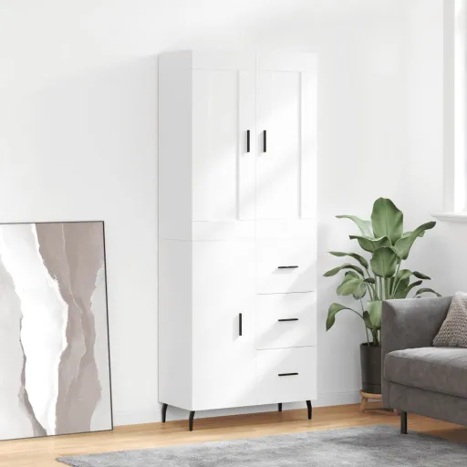 Aparador Alto Madera Contrachapada Blanco 69,5x34x180 cm