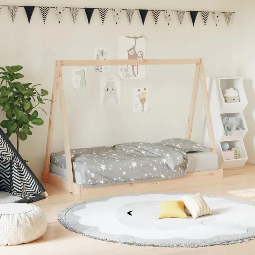 Estructura de Cama Para Niños Madera Maciza de Pino 80x160 cm