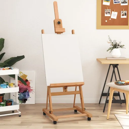 Caballete de Pintura Madera Maciza de Haya 55x53,5x178 cm