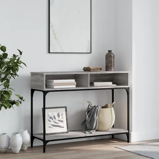 Mesa Consola Madera de Ingeniería Gris Sonoma 100x30,5x75 cm