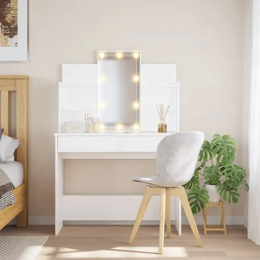 Tocador Con Luces LED Blanco 96x40x142 cm