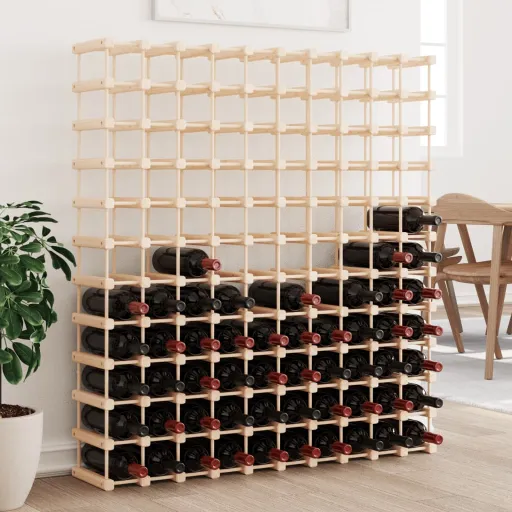 Botellero Para 120 Botellas Madera Maciza Pino 112,5x23x123,5cm