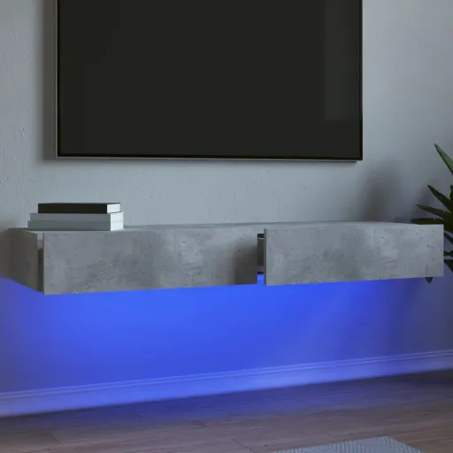 Mueble de TV Con Luces LED 2 Uds Gris Hormigón 60x35x15,5 cm