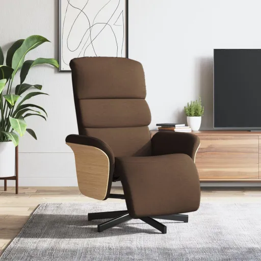 Sillón Reclinable Con Reposapiés Tela Marrón