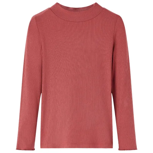 Camiseta Infantil Manga Larga Cuello Alto Rojo Oscuro 104