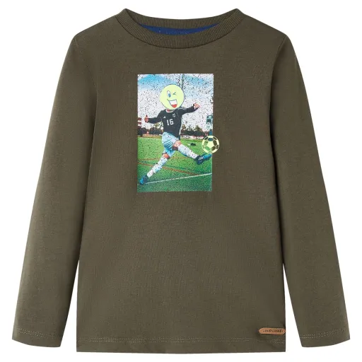 Camiseta Infantil Con Manga Larga Caqui 104