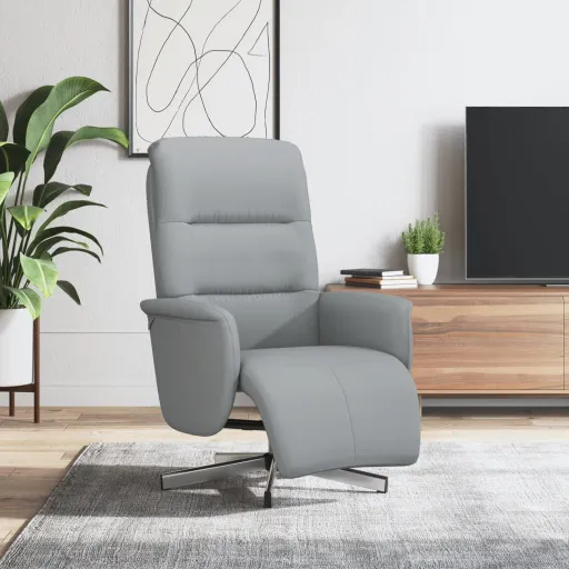 Sillón Reclinable Con Reposapiés Tela Gris Claro