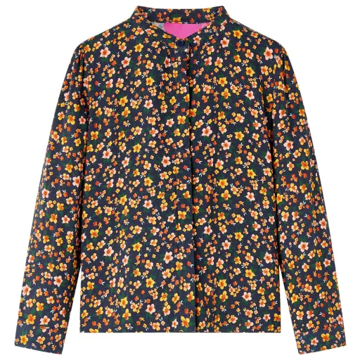 Camisa Infantil Con Cuello Mao Azul Marino 140