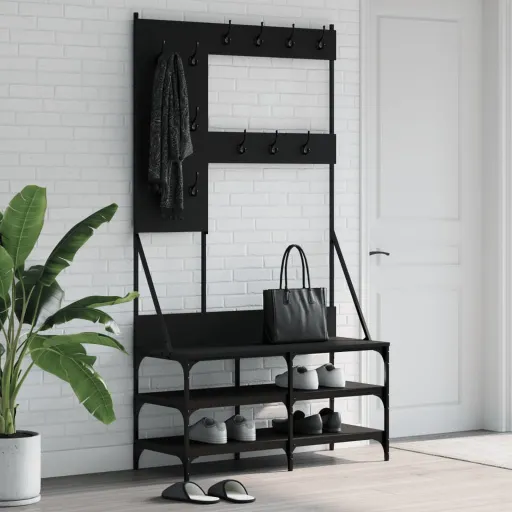 Perchero Con Zapatero Negro 100x40x184 cm